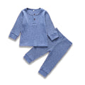 2PC Full Sleeves Trouser Shirt Thermal With Neck Button Light Blue