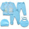 5PC Newborn Fleece Suit RABBIT HEAD BLUE