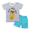 2PC* Baby Cotton Shirt with Short Lovely Brow Bear (WHITE GROUND, BLACK LINES)