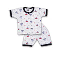 2PC* Baby Cotton Shirt with Short N.BLUE BORDER WITH SMALL SHIPS