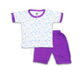 2PC* Baby Cotton Shirt with Short MULTI FLOWERS PURPLE BORDER