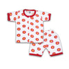 2PC* Baby Cotton Shirt with Short RED YELOW FLOWER IN WHITE
