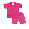 2PC* Baby Cotton Shirt with Short PINK WITH BROWN LINES