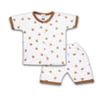 2PC* Baby Cotton Shirt with Short BROWN BORDER AND HEARTS