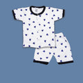 2PC* Baby Cotton Shirt with Short Navy Blue Hearts