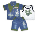 3PC* Baby JEANS Jackets, Sando  with Short Imported (Wild Fox)  Green
