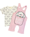 2PC* Baby Cotton Shirt with PINK (HAPPY DAY RABBIT) Dungaree