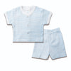 2PC* Baby Cotton Shirt with Short Blue Lines