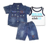 3PC* Baby JEANS Jackets, Sando  with Short Imported (KFGC)Red