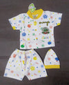 3PC* New Born Baby Cotton Shirt with Short And Cap (YELLOW BORDER)