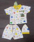 3PC* New Born Baby Cotton Shirt with Short And Cap YELLOW