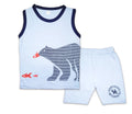 2PC* Baby Cotton Sando with Short BEAR WITH RED FISH