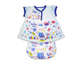2 PC Newborn Baby Frock with underwear Cotton Imported-BLUE-Happy Time Blue Flower