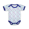 Baby Cotton Body Suit Blue (Pink Flower)