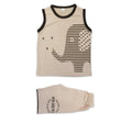 2PC* Baby Cotton Sando with Short LIGHT BROWN WITH ELEPHANT