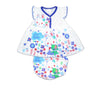 2 PC Newborn Baby Frock with underwear Cotton Imported-BLUE-Cute Bunny