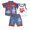 3PC* Baby JEANS Jackets, Sando  with Short Imported (Wild Fox) Red