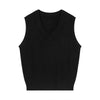 Sleeveless Plain Black Vest Sweater