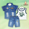 3PC* Baby JEANS Jackets, Sando  with Short Imported BIK (GREEN)