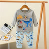 Toddler Cartoon Shirt Pajama Cotton Clothes Cute Long Sleeves (Imported) blue dino