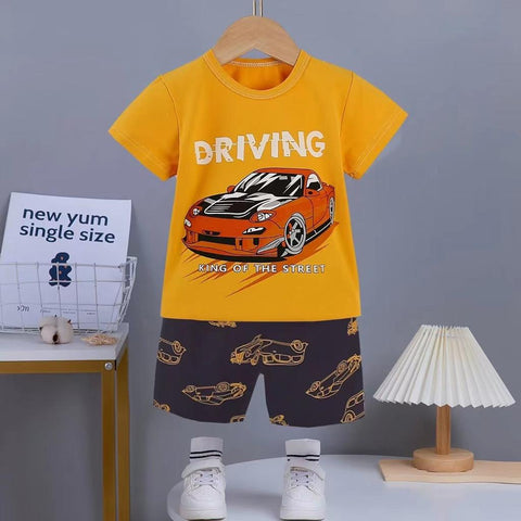 2PC* Baby Cotton Shirt with Short Imported  DRIVING CAR (18-24Month)