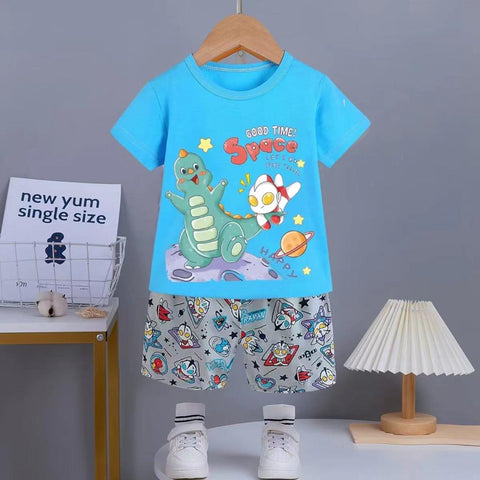 2PC* Baby Cotton Shirt with Short Imported DINO SPACE (12-30Month)