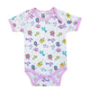 Baby Cotton Body Suit PINK BORDER ANIMALS