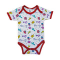 Baby Cotton Body Suit Red border misc animals