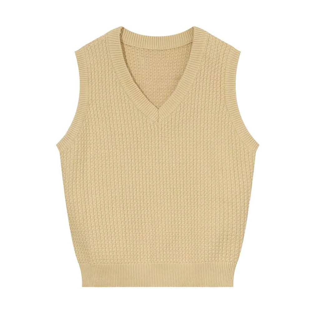 Sleeveless Plain Vest SweaterSkin